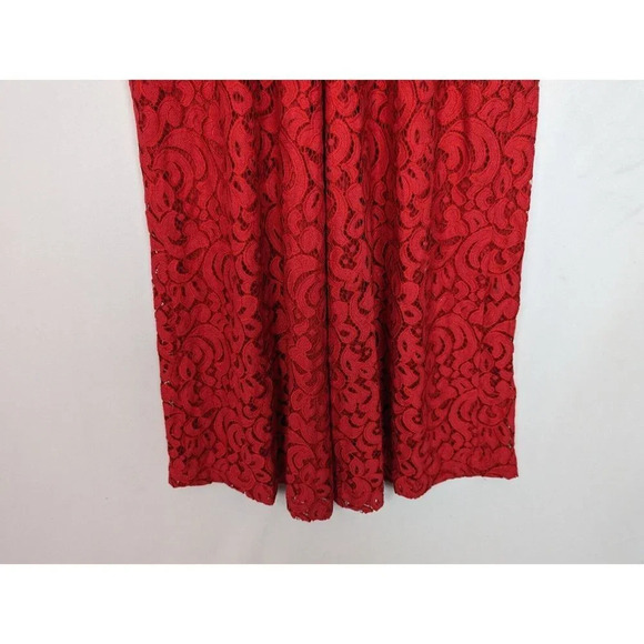 Anthropologie Moulinette Soeurs 4 Jaeda Red Floral Lace Wide-Leg Jumpsuit Crop - Picture 11 of 16
